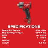 Milwaukee M18 FUEL 1/2 Mid-Torque Impact Wrench with Pin Detent (Bare Tool)