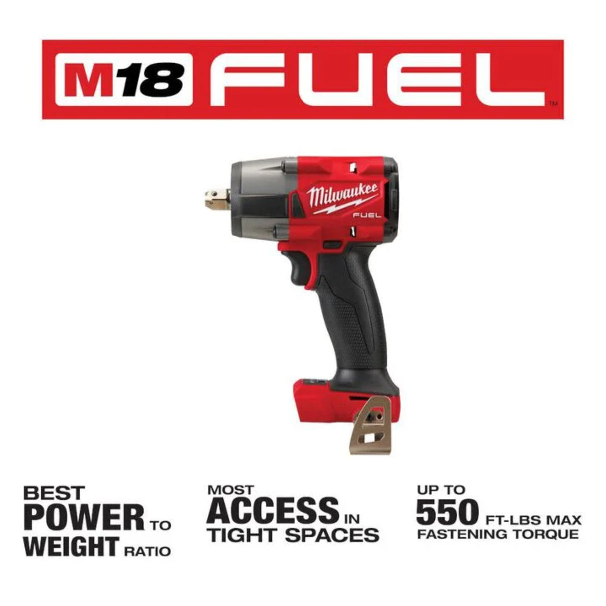 Milwaukee M18 FUEL 1/2 Mid-Torque Impact Wrench with Pin Detent (Bare Tool)