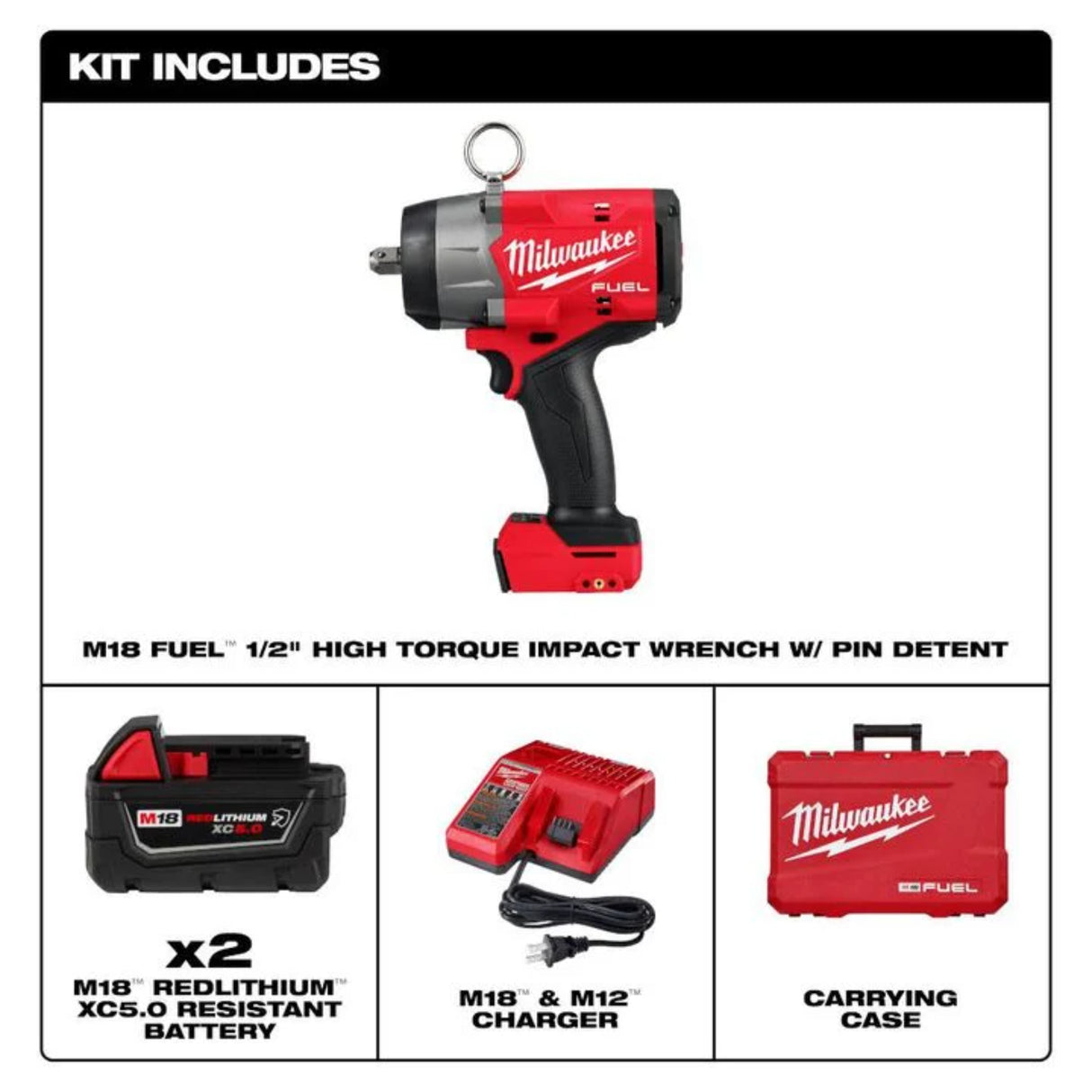 Milwaukee M18 FUEL 1/2in High Torque Impact Wrench with Pin Detent Kit