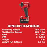 Milwaukee M18 FUEL 1/2inch Compact Impact Wrench with Pin Detent Kit