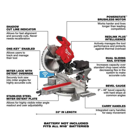 Milwaukee M18 FUEL 12inch Dual Bevel Sliding Compound Miter Saw (Bare Tool)