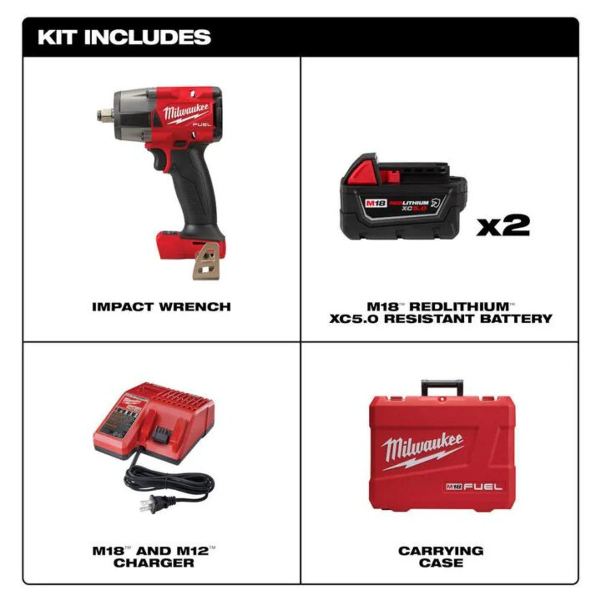 Milwaukee M18 FUEL 1/2inch Mid Torque Impact Wrench with Friction Ring Kit