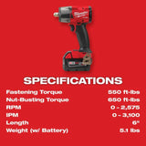 Milwaukee M18 FUEL 1/2inch Mid-Torque Impact Wrench with Pin Detent Kit