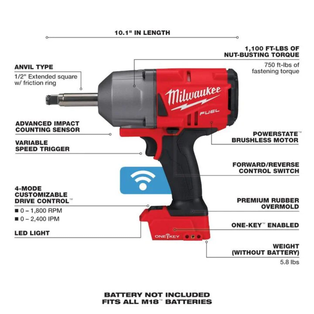 Milwaukee M18 FUEL 1/2inch Torque Impact Wrench (Bare Tool)
