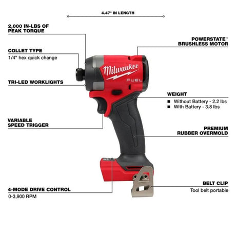 Milwaukee M18 FUEL 1/4inch Hex Impact Driver (Bare Tool)