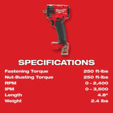 Milwaukee M18 FUEL 3/8 Compact Impact Wrench with Friction Ring (Bare Tool)
