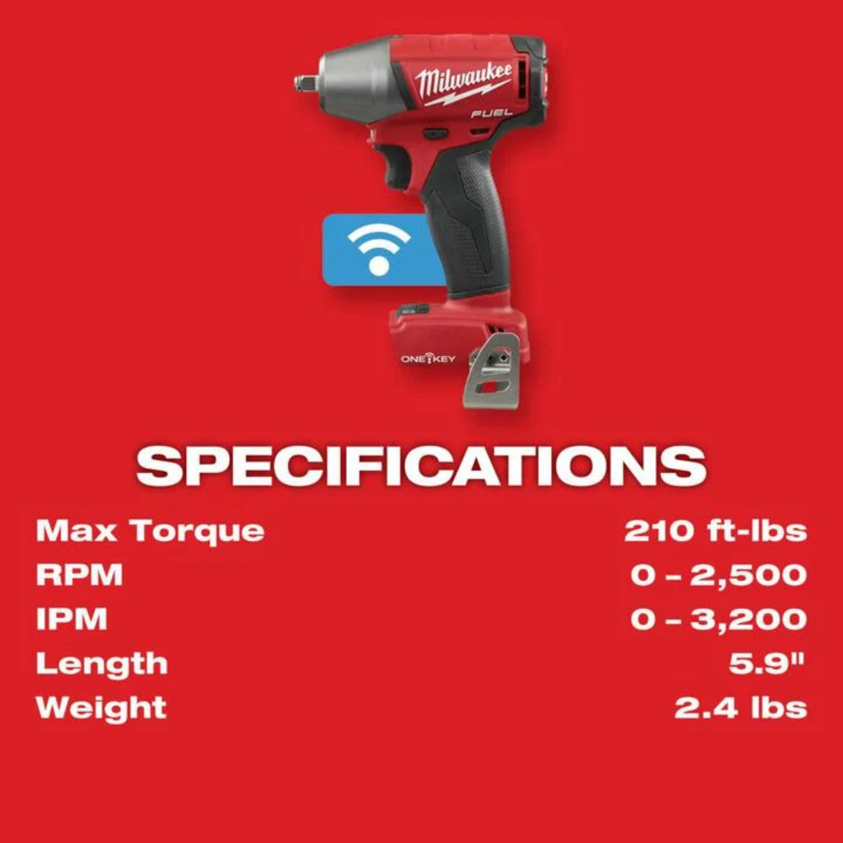 Milwaukee M18 FUEL 3/8 in. Compact Impact Wrench with Friction Ring with ONE-KEY (Bare Tool)
