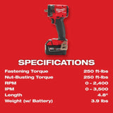 Milwaukee M18 FUEL 3/8inch Compact Impact Wrench with Friction Ring Kit
