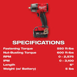 Milwaukee M18 FUEL 3/8inch Mid Torque Impact Wrench with Friction Ring Kit