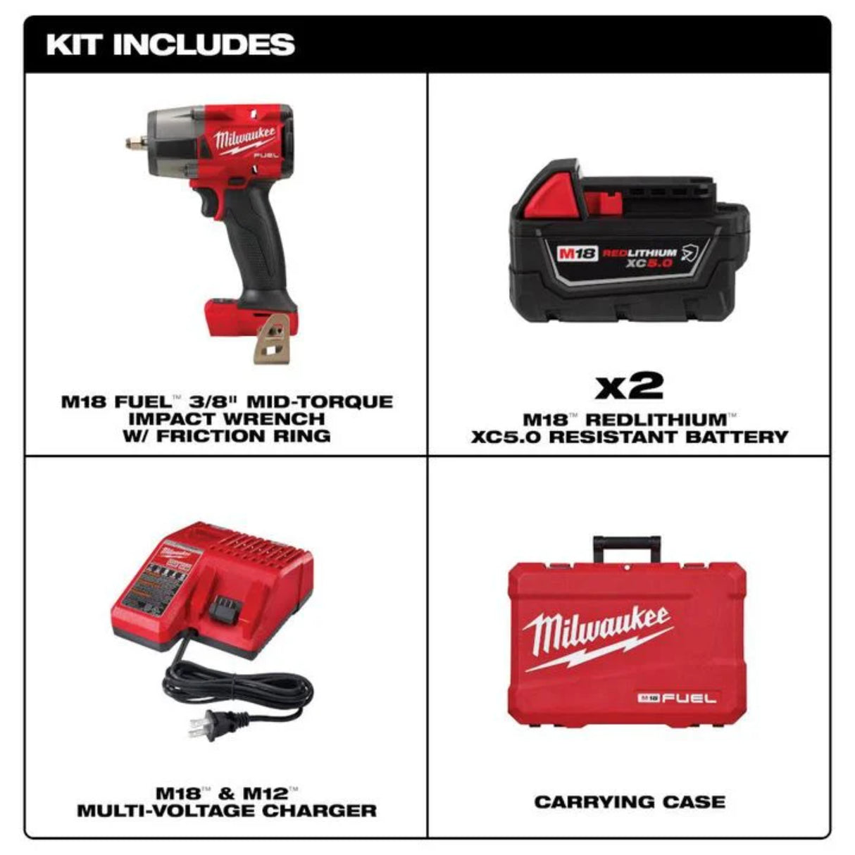 Milwaukee M18 FUEL 3/8inch Mid Torque Impact Wrench with Friction Ring Kit