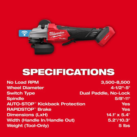 Milwaukee M18 FUEL 4-1/2 in / 5 in Dual-Trigger Braking Grinder (Bare Tool)