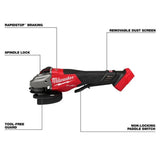 Milwaukee M18 FUEL 4-1/2 Inch-6 Inch Braking Grinder, Paddle Switch (Bare Tool)