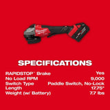 Milwaukee M18 FUEL 4-1/2 Inch-6 Inch Braking Grinder, Paddle Switch Kit