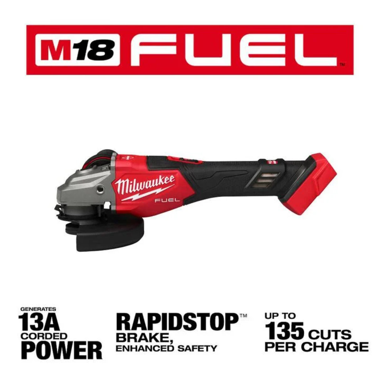 Milwaukee M18 FUEL 4-1/2 Inch-6 Inch Braking Grinder, Slide Switch (Bare Tool)