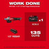 Milwaukee M18 FUEL 4 1/2 Inch - 6 Inch Dual Trigger Braking Grinder Paddle Switch with ONE KEY (Bare Tool)