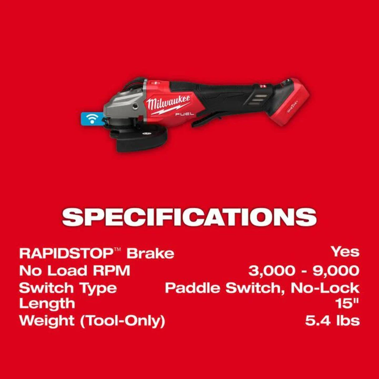 Milwaukee M18 FUEL 4-1/2 Inch-6 Inch Variable Speed Braking Grinder, Paddle Switch with ONE-KEY (Bare Tool)