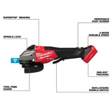 Milwaukee M18 FUEL 4-1/2 Inch-6 Inch Variable Speed Braking Grinder, Paddle Switch with ONE-KEY (Bare Tool)