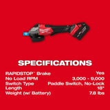 Milwaukee M18 FUEL 4-1/2 Inch-6 Inch Variable Speed Braking Grinder, Paddle Switch with ONE-KEY Kit