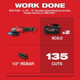 Milwaukee M18 FUEL 4-1/2 Inch-6 Inch Variable Speed Braking Grinder, Paddle Switch with ONE-KEY Kit