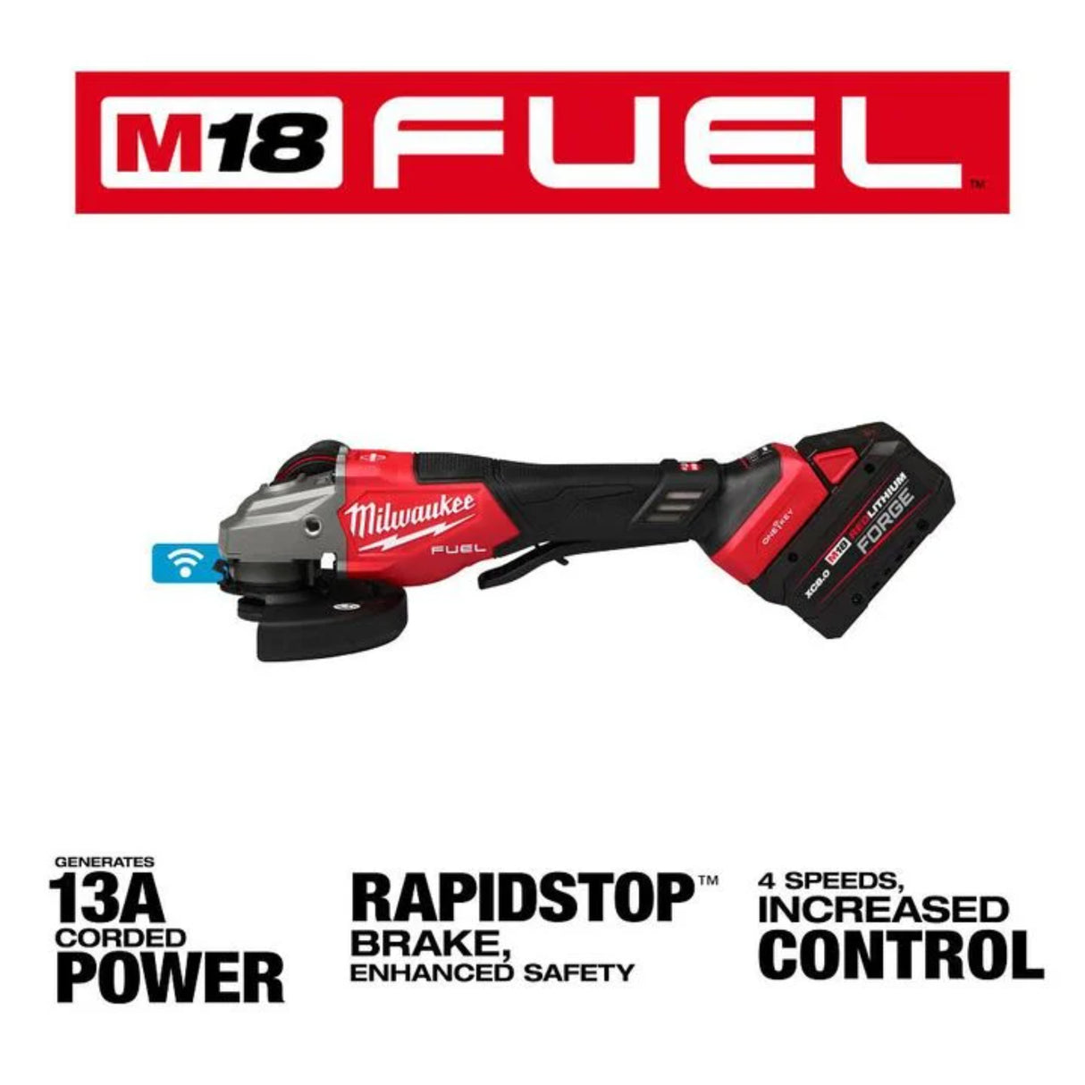 Milwaukee M18 FUEL 4-1/2 Inch-6 Inch Variable Speed Braking Grinder, Paddle Switch with ONE-KEY Kit