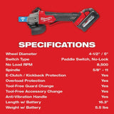 Milwaukee M18 FUEL 4 1/2inch / 5inch Braking Grinder Paddle Switch No Lock Kit