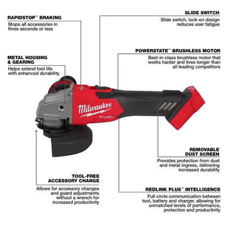 Milwaukee M18 FUEL 4-1/2inch / 5inch Grinder Slide Switch Lock-On (Bare Tool)