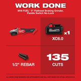 Milwaukee M18 FUEL 5inch Flathead Braking Grinder Paddle Switch No Lock (Bare Tool)