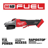 Milwaukee M18 FUEL 5inch Flathead Braking Grinder Paddle Switch No Lock (Bare Tool)