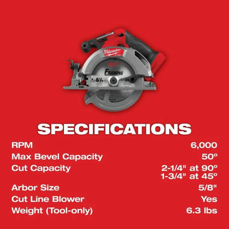 Milwaukee M18 FUEL 6-1/2 Inch Circular Saw (Bare Tool)