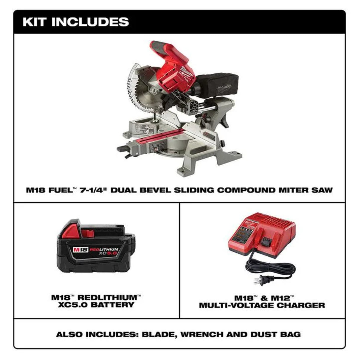 Milwaukee M18 FUEL 7-1/4 in. Dual Bevel Sliding Compound Miter Saw Kit