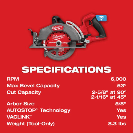 Milwaukee M18 FUEL 7-1/4 Inch Rear Handle Circular Saw with ONE-KEY (Bare Tool)