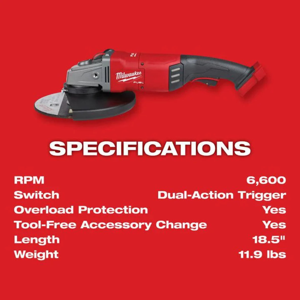 Milwaukee M18 FUEL 7 in. / 9 in. Large Angle Grinder (Bare Tool)