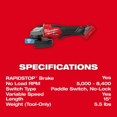 Milwaukee M18 FUEL 7 Inch Variable Speed Braking Grinder (Bare Tool)