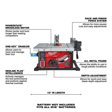 Milwaukee M18 FUEL 8-1/4 in. Table Saw with ONE-KEY (Bare Tool)