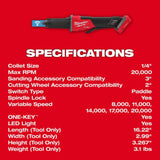 Milwaukee M18 FUEL Braking Die Grinder Paddle Switch (Bare Tool)
