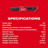 Milwaukee M18 FUEL Braking Die Grinder Slide Switch (Bare Tool)