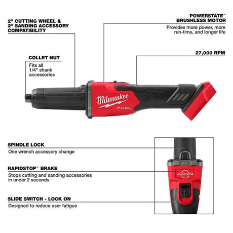 Milwaukee M18 FUEL Braking Die Grinder Slide Switch (Bare Tool)