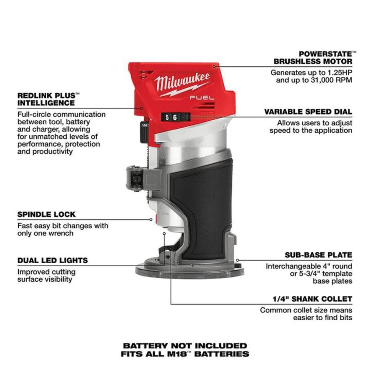 Milwaukee M18 FUEL Compact Router (Bare Tool)