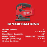 Milwaukee M18 FUEL D-handle Jig Saw (Bare Tool)