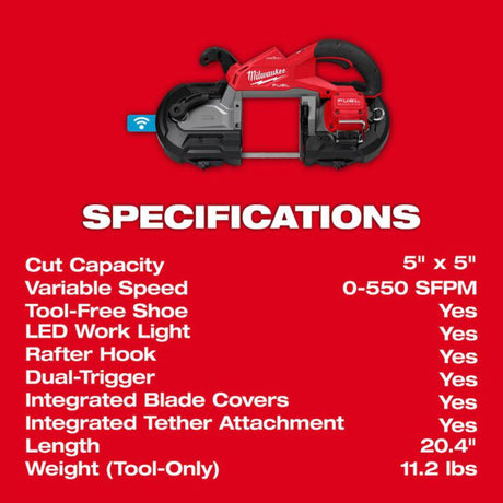 Milwaukee M18 FUEL Deep Cut Dual Trigger Band Saw with ONE-KEY (Bare Tool)