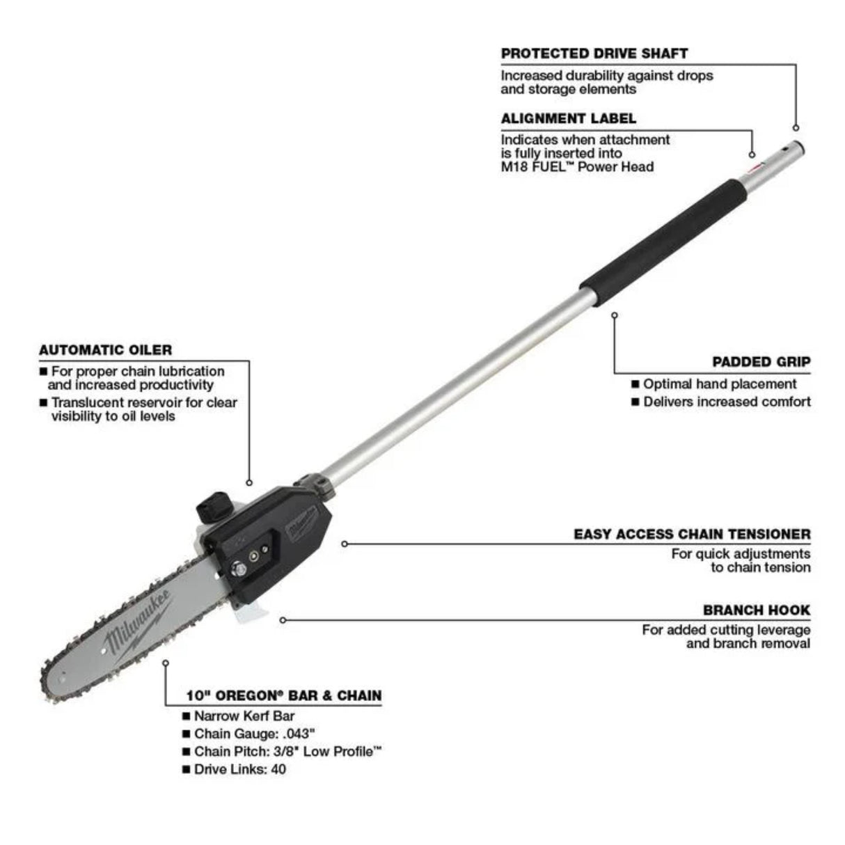 Milwaukee M18 FUEL QUIK-LOK 10 in. Pole Saw Attachment