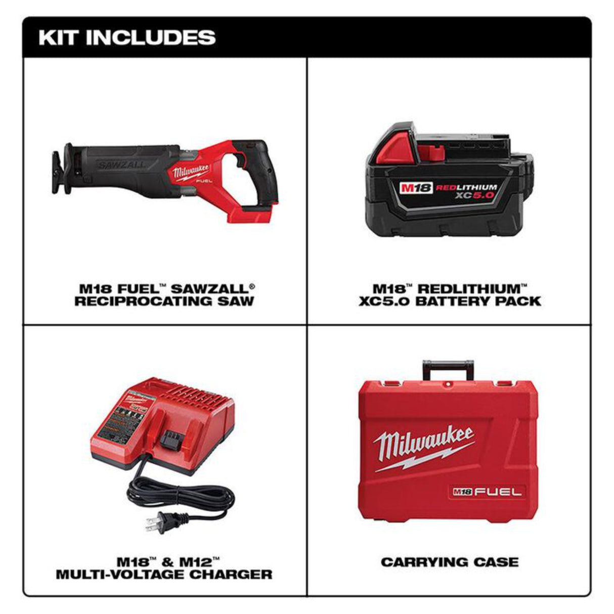 Milwaukee M18 FUEL SAWZALL Reciprocating Saw - 1 Battery XC5.0 Kit
