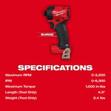 Milwaukee M18 FUEL SURGE 1/4 Inch Hex Hydraulic Driver (Bare Tool)