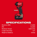 Milwaukee M18 FUEL SURGE 1/4 Inch Hex Hydraulic Driver Kit
