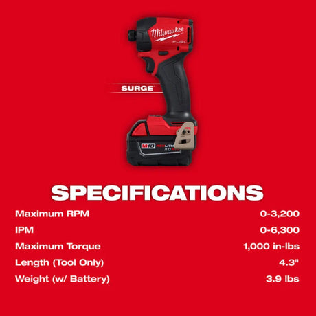 Milwaukee M18 FUEL SURGE 1/4 Inch Hex Hydraulic Driver Kit