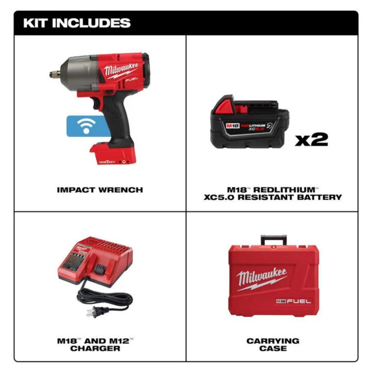 Milwaukee M18 FUEL with ONE-KEY High Torque Impact Wrench 1/2inch Friction Ring Kit