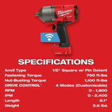 Milwaukee M18 FUEL with ONE-KEY High Torque Impact Wrench 1/2inch Pin Detent Kit