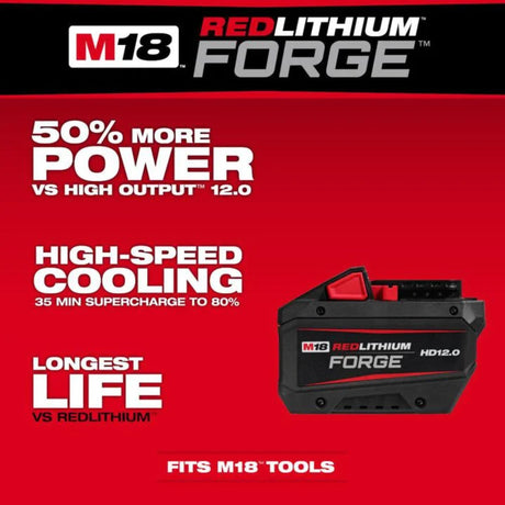Milwaukee M18 REDLITHIUM FORGE HD 18V 12Ah Lithium Ion Power Tool Battery Pack with Fuel Indicator