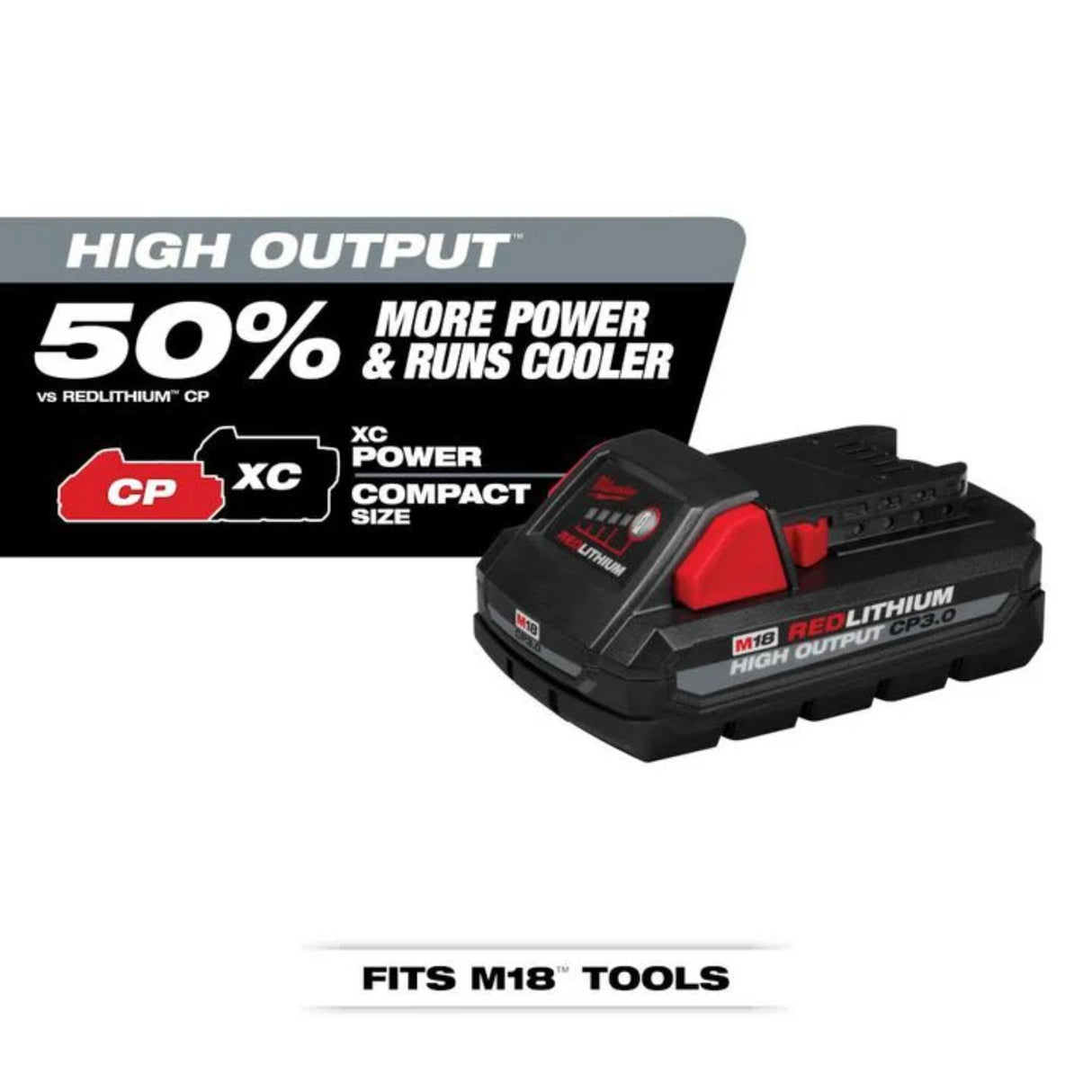 Milwaukee M18 REDLITHIUM HIGH OUTPUT CP 18V 3Ah Lithium Ion Power Tool Battery Pack with Fuel Indicator
