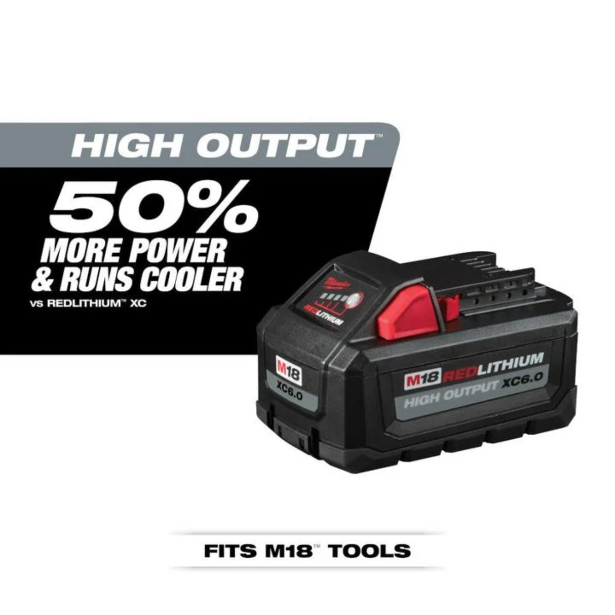Milwaukee M18 REDLITHIUM HIGH OUTPUT XC 18V 6Ah Lithium Ion Power Tool Battery Pack with Fuel Indicator